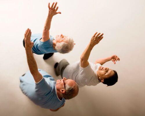 Three participants in movement seen from above