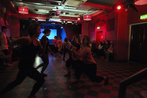 An ensemble of participants in movement