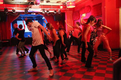 An ensemble of participants in movement