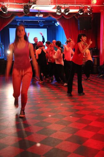 An ensemble of participants in movement