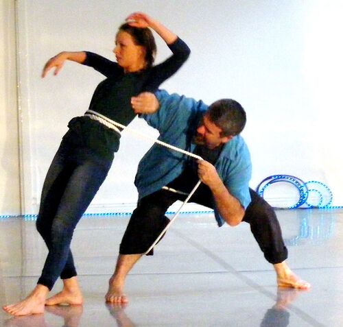 Two participants in movement together