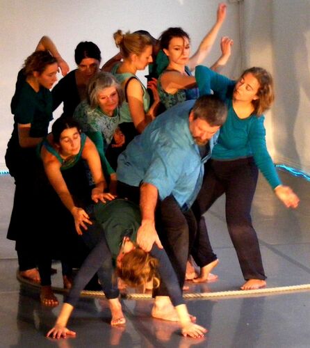 An ensemble of participants in movement together