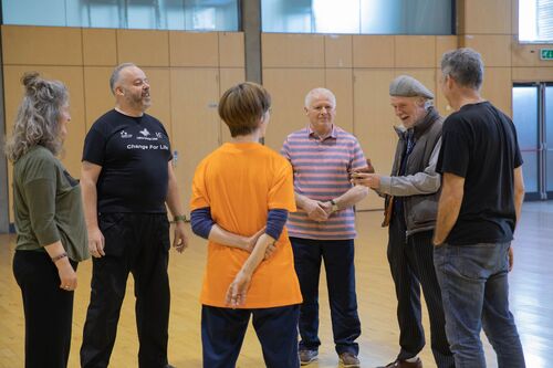 Philippa Donnellan in a circle with participants