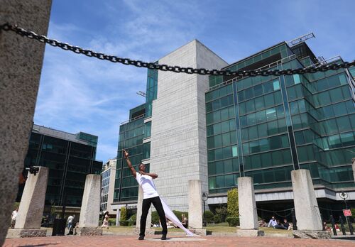 A dancer performing outdoors