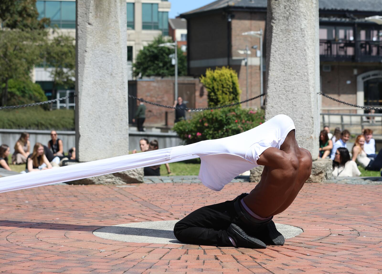 A dancer performing outdoors