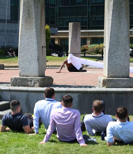 A dancer performing outdoors