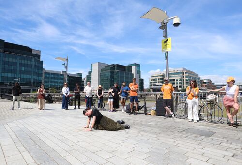 A dancer performing outdoors