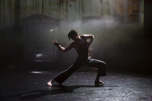 A male dancer in a movement