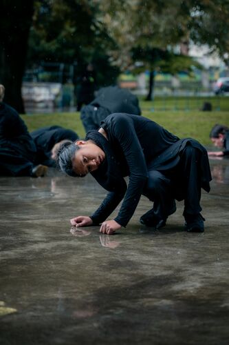 A dancer in a movement