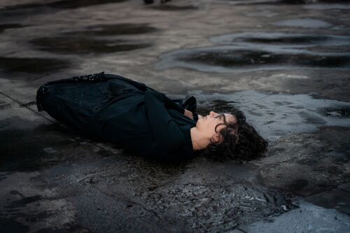 A woman lying on the ground