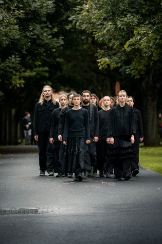 A group of people walking